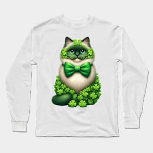 Clover Birman Cat St Patricks Day Long Sleeve T-Shirt